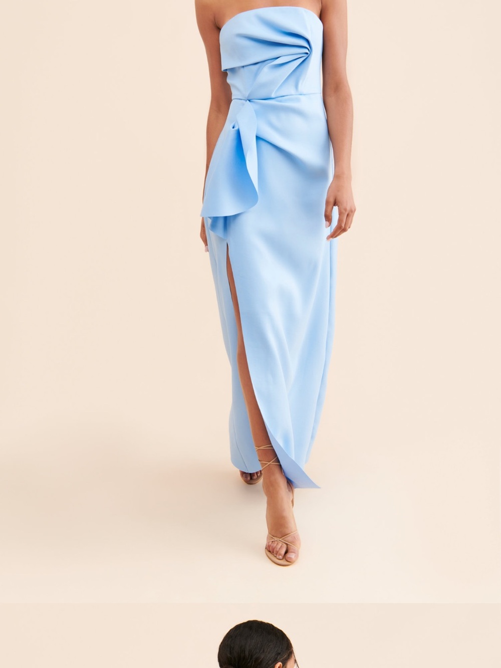 Elliatt Strapless Sky Blue Maxi Skirt with Side Bow